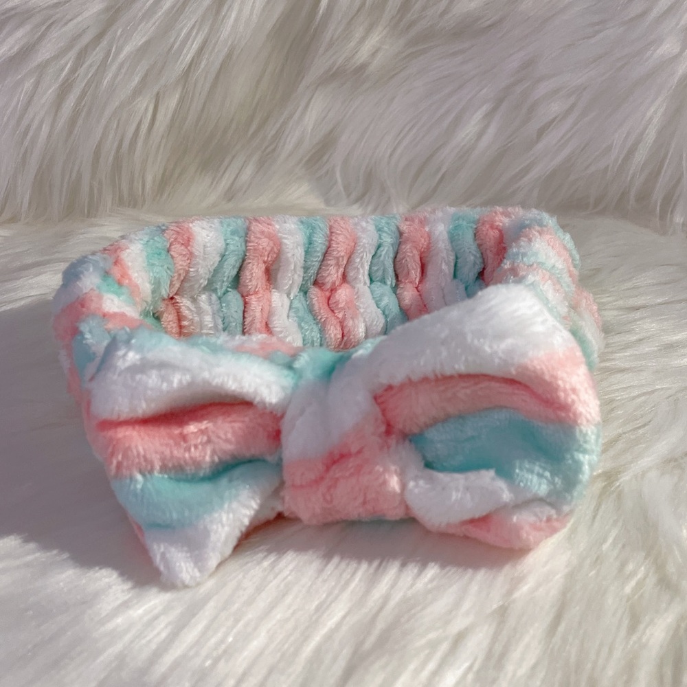 🍬2/$15 NEW Cute Pastel Bow Soft & Fluffy Makeup Headband